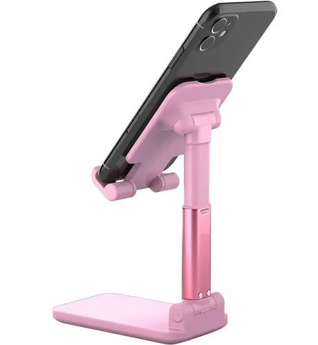 Настільна підставка тримач з дзеркалом Folding desktop phone stand PD-C06 для телефону планшета, складаний трансформер для смартфона AND196 Рожевий