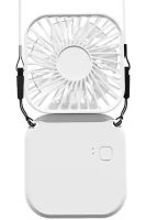 Складной аккумуляторный вентилятор Holding Fan YH-6 3 скорости с ремешком на шею, Беспроводной ручной охладитель YH6 на аккумуляторе от USB Белый