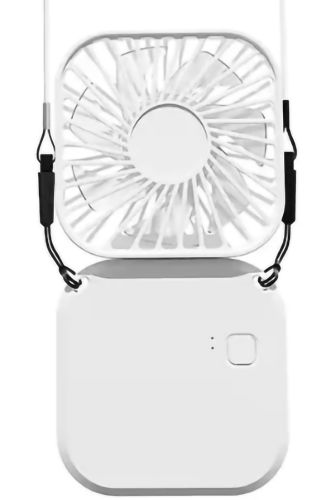 Складной аккумуляторный вентилятор Holding Fan YH-6 3 скорости с ремешком на шею, Беспроводной ручной охладитель YH6 на аккумуляторе от USB Белый