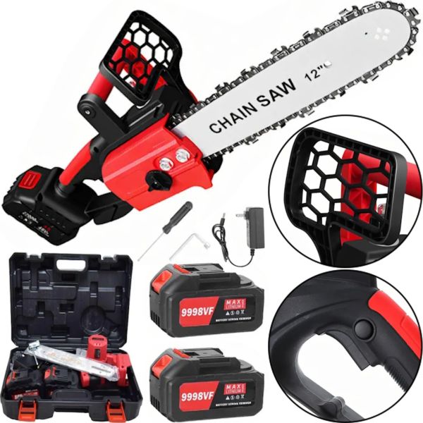 Акумуляторна ланцюгова пила Chain Saw THO M-9020 48V 4AH шина 12 " для обрізки гілок дерев 2 акумулятора, Бездротова електропила 30 см для дров