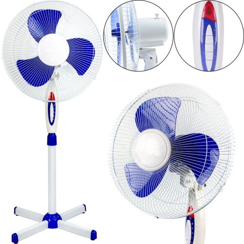 Підлоговий вентилятор Opera OP-1619 40 см stand fan 16 " 40W з регулюванням висоти, Безшумний вентилятор Опера 40Вт на підлогу 3 швидкості Білий