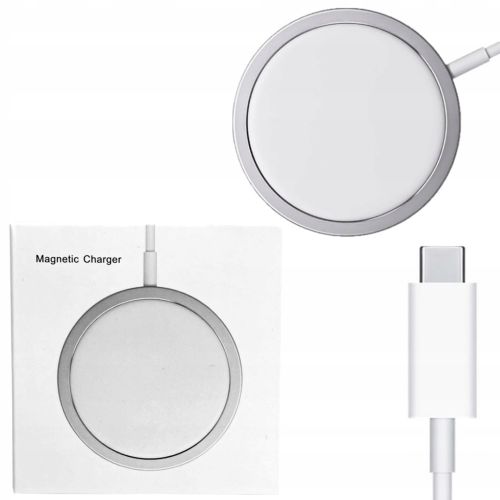 Бездротове зарядний пристрій Magsafe Magnetic універсальна магнітна зарядка магсейф для телефону і навушників IOS Android з виходом Type-C Біла