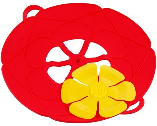 Силіконова кришка невикіпайка Spill Stopper Lid 28 см багаторазовий кухонний прилад на каструлю і сковорідку з захистом від википання води червоний