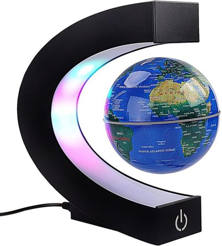 Нічник левітуючий глобус Magnetic Levitation Globe магнітний літаючий нічник Карта світу, світлодіодна LED лампа з RGB підсвічуванням від мережі 220В