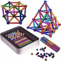 Цветной магнитный конструктор Buckyballs Buckybars Neo Mix Color 64 деталей, головоломка антистресс, 36 шт магнитные палочки и 28 шт. шарики Бакибарс