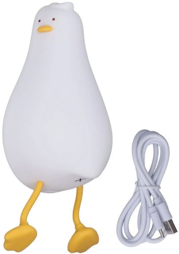 Дитячий настільний нічник Качка Duck Sleep K-1096 силіконовий сенсорний світильник, бездротова акумуляторна лампа підставка для телефону від USB