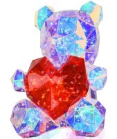 Кришталевий ведмедик Тедді з сердечком Love Bear Red 3D з LED підсвічуванням 25 см, Світлодіодний голографічний світильник ведмідь із серцем від USB Червоний