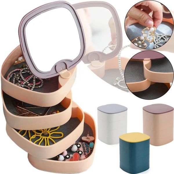 Обертова скринька органайзер Rotatable Jewellery Organizer LD-688 для зберігання ювелірних прикрас 4 Відділення з дзеркалом, Футляр для біжутерії