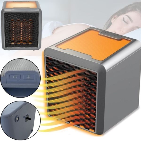 Керамічний інфрачервоний обігрівач Handy Heater Pure Warmth RD-08 1200W, настільний тепловентилятор c LED підсвічуванням, електрообігрівач Чорний
