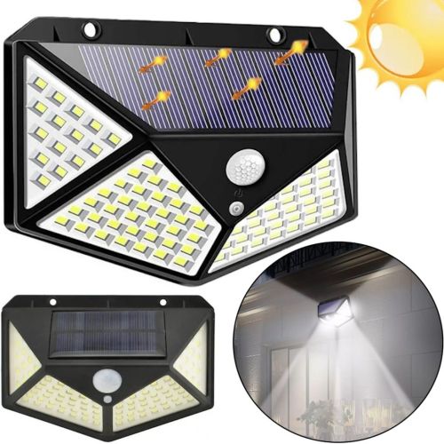 Вуличний потрійний ліхтар Solar Interaction Wall Lamp CL - 100 на сонячній батареї з датчиком руху, Настінний акумуляторний світильник 100 LED