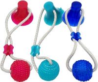 Іграшка канат для кішок і собак Dog Toy Rope жувальний гумовий масажний м'яч на мотузці з присоскою для чищення зубів домашніх тварин 38х10 см