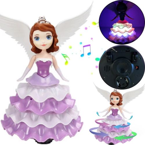 Танцующая интерактивная кукла ночник Софи Dancing Angel Ice Princess LD-159D с подсветкой, Музыкальная игрушка София принцесса от батареек Фиолетовая