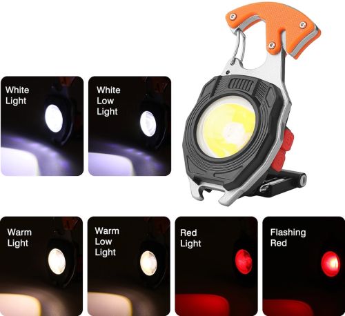 Светодиодный фонарик брелок для ключей с поджигом Keychain Light W5147 ручной мультитул, мини светильник с прикуривателем, отверткой и карабином USB