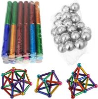 Цветной магнитный конструктор Buckyballs Buckybars Neo Mix Color 64 деталей, головоломка антистресс, 36 шт магнитные палочки и 28 шт. шарики Бакибарс