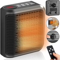 Портативний міні обігрівач в розетку Handy Heater NFJ-08 800W електричний настінний тепловентилятор з дисплеєм і пультом від мережі AND 032 Чорний